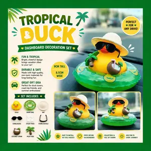 2 Inch - Tropical Vacation Rubber Duck Dashboard Decor – Beach Float Duck for Cruise Ducks, Jeep Ducks & Summer Car Accessories