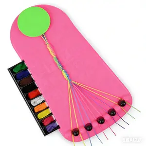 DIY Friendship Bracelet Making Kit with Portable Loom & Storage, 20 Pre-Cut Threads, Craft Gift for Kids Ages 8+, Blush Pink Macaron