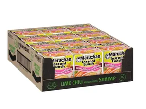 Maruchan Instant Lunch Ramen Noodles, Lime Chili with Shrimp – Japanese-Style Instant Noodle Soup, Quick & Easy Meal – 2.25 Oz Cup, Pack of 12