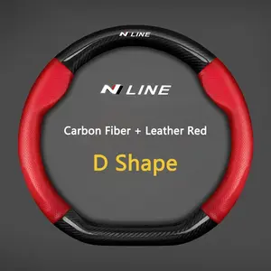 D Type/o Type Leather Car Steering Wheel Cover, Anti Slip Cover for Hyundai N Line I30 Kona Tucson Sonata Elantra Veloster, Auto Accessories, D Shaped Steering Wheel Cover