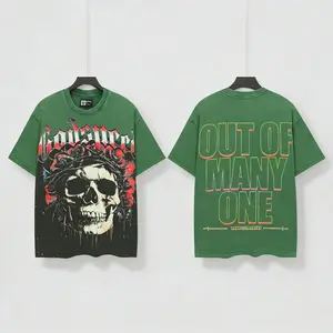 Godspeed Skull Graphic T Shirt Vintage Washed Streetwear Cotton Loose Fit Rock Band Style Casual Outdoor Summer Tee for Men Women Unisex Y2K Punk Gothic Trendy Fashion