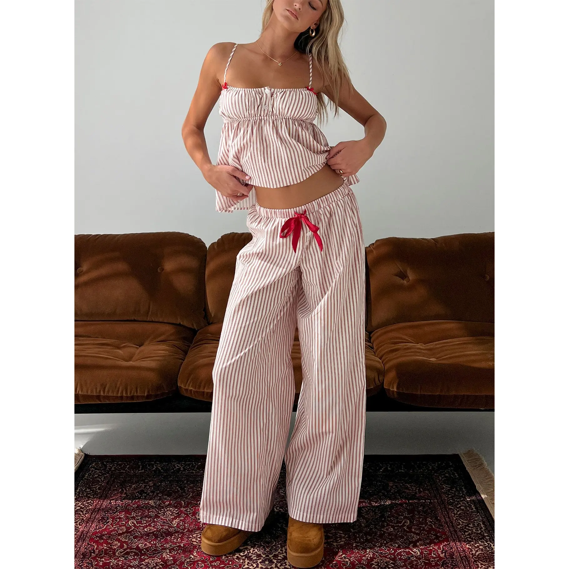 Chill Club Sleep Relaxed Pants Red / White Stripe