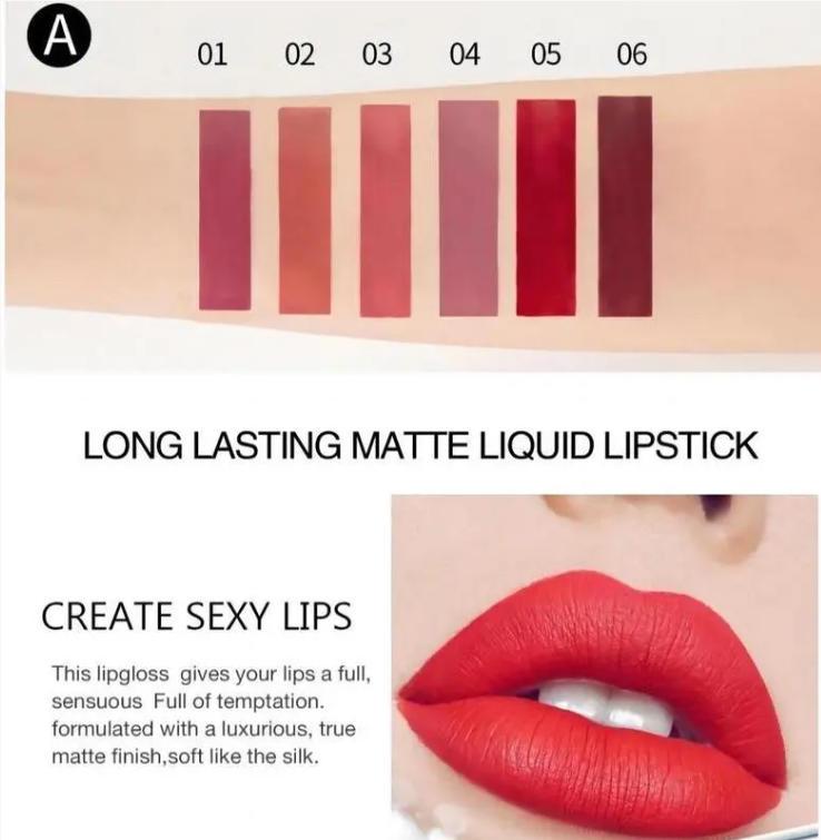 Handaiyan 6Pcs Matte Liquid Lipstick Set SatinTexture Plumping LongLasting Waterproof NonSticky Cup Lip Gloss for All Occasions Party Girls Women Makeup Accessories