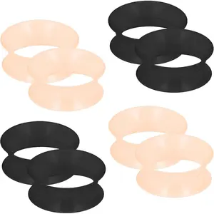 8G-25mm Solid Soft  Gauges Tunnels Plugs for Ears Double Flared Saddle Gauges  Stretchers Expander  Ear Tunnels Plugs Retainer for Women Men Black White