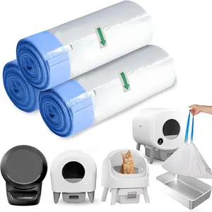 Self Cleaning Cat Litter Box Liners-60 Counts, Extra Thick Litter Bags for Automatic Cat Litter Box Robot with Drawstring Trash Bags