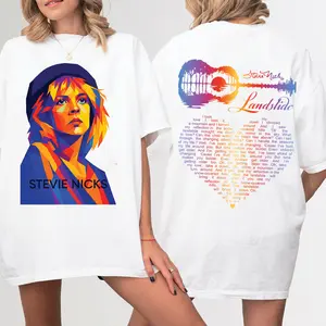 Landslide Colorful Lyrics T-Shirt, Vintage Music Tee with Artistic Text, Retro Gift for Stevie Nicks Fans Music Shirt, Retro 70s Classic Rock Apparel