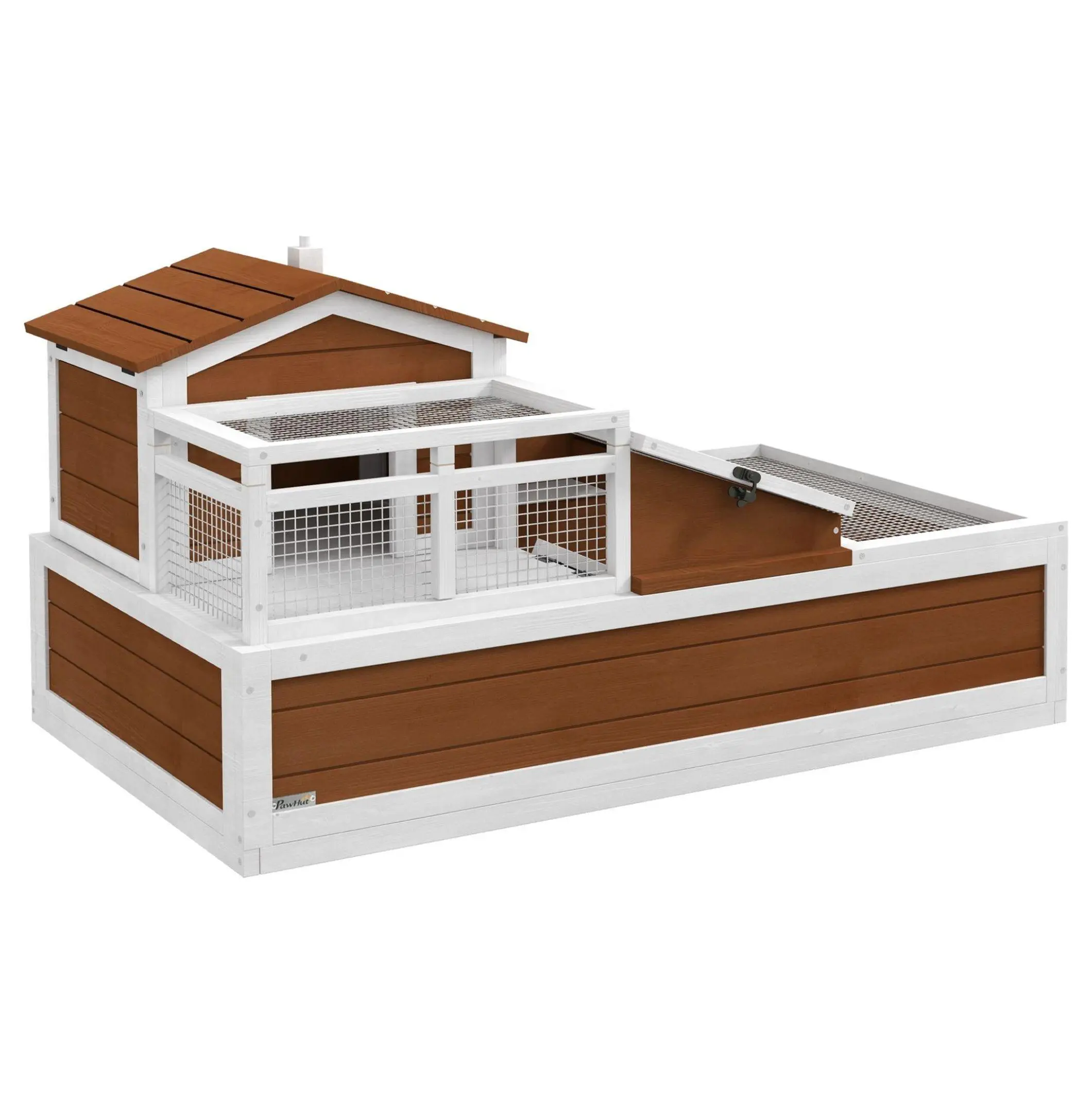 Fir Wood Weatherproof Tortoise House Habitat, 3-Room Reptile Cage with Balcony, Sunlight-Ready Ventilation System, 44"x25.5"x23.5" Shelter for Reptiles
