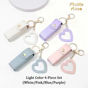 Women’s 4-Pack PU Leather Chapstick Holder Keychain with Mirror, Lip Balm Organizer & Lipstick Case, Cute Travel Makeup Storage Accessory for Gym Bags, Purse, Graduation Gift summerwins
