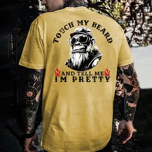Monkeysober 100% Cotton Men's Suitable For All Seasons Touch My Beard And Tell Me I'm Pretty Monkey T-shirt