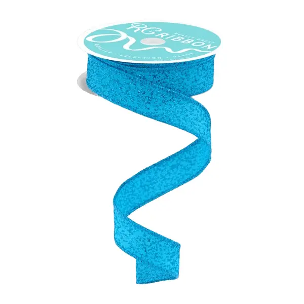 7/8" x 10yd Irregular Spotted Glitter Ribbon – Turquoise