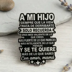 To My Son/Daughter Enamel Pin - A Mi Hijo/A Mi Hija Spanish Quote Lapel Pin, Mother Son Gift for Backpack Jacket