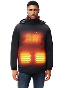 Heated Jackets for Men with Rechargeable 7.4V Battery Pack Outdoor Winter Electric Heating Coat, Black-01