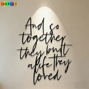 1pc "And So Together They Built a Life They Loved" Metal Wall Art, Romantic Calligraphy Statue Mural, Ideal Gift for Valentine's Day, Wedding Anniversary, Love & Home Decor Enthusiasts,  Perfect for Bedroom Wall & Garden Fence, Heartfelt Home Accent
