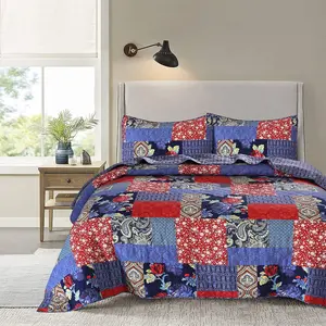 Ruvanti 3-Piece Floral Pattern Soft Bedspread Coverlet Set for Full Queen Size Quilt Cover with 2 Pillow Shams All-Season Bedding Comfortable Sleep