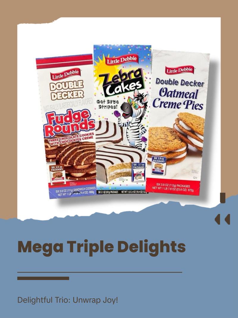 Little Debbie MEGA Snack Cake Delights | Zebra Cakes Double Decker Fudge Rounds & Oatmeal Creme Pies Nutty Buddy Cakes