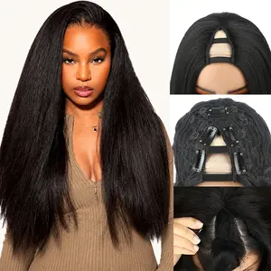 Auvzy Hair V Part Wigs Yaki Straight Synthetic Wigs for Women Full Head Clip In Hair 24inch Glueless Wig Beginner Friendly No Glue, No Sew-in #SummerVibes