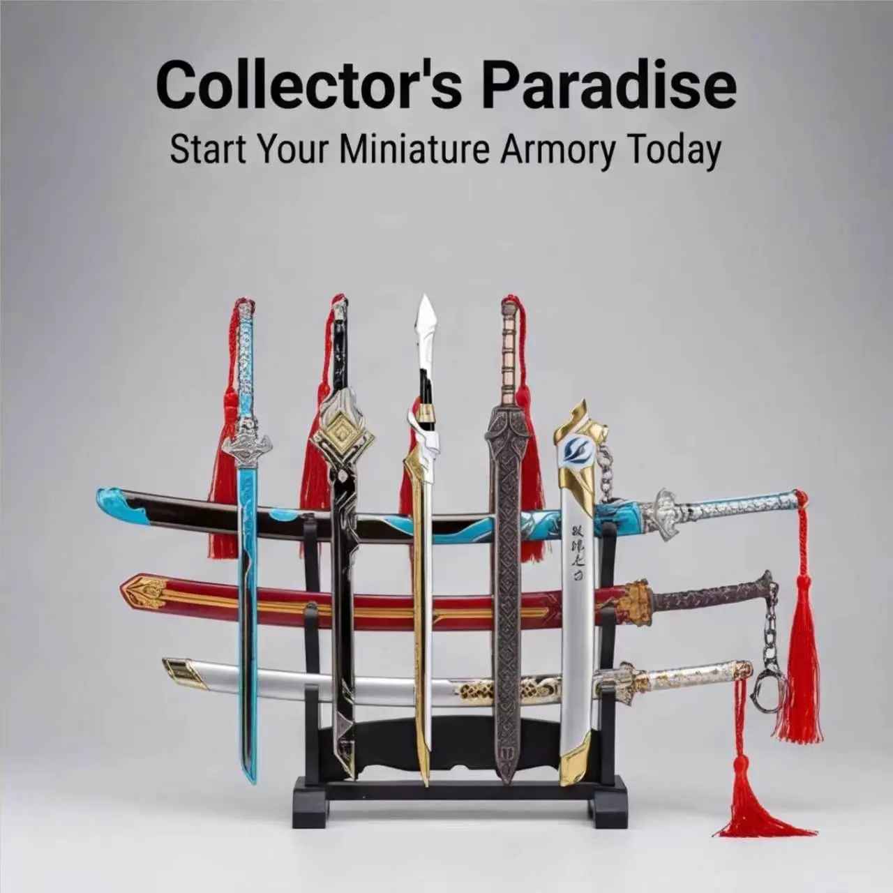 22cm Anime & Game Mini Sword Keychain, with Sheath, Alloy Metal Weapon Model, Cartoon Character Sword Replica, Collectible Desktop Ornament and Gift for Boys, Bag Charm