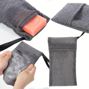 2pcs[Reusable Body Scrubber for Smooth Skin] Exfoliating Soap Pouch with Bubble Net, Reusable Body Shower Scrubber for Soft Smooth Skin, No Electricity Needed, for Women and Men, Exfoliating Tool