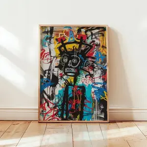 Jean Michel Basquiat poster, Urban pop art graffiti skull Print, Street art decor dorm room abstract expressionism