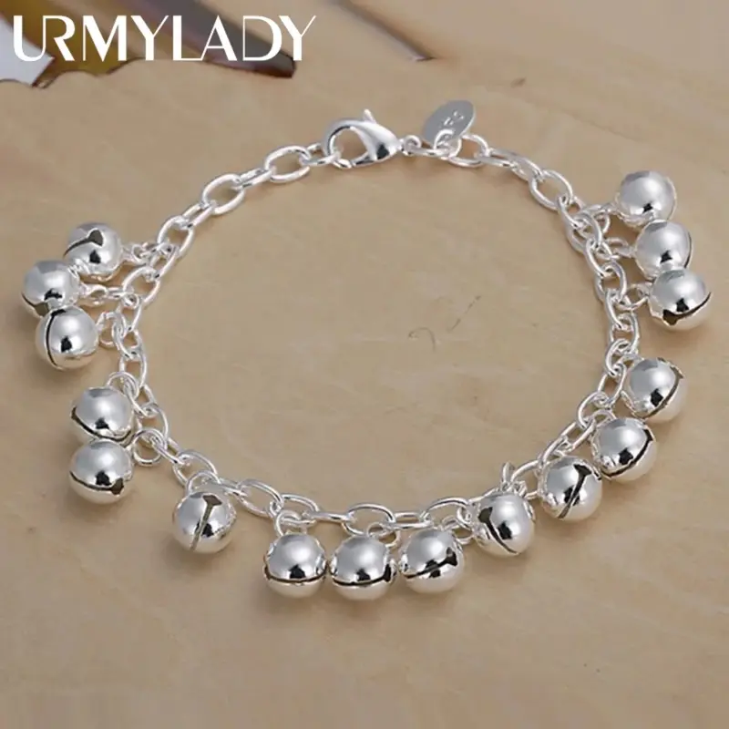 Women's 925 Sterling Silver Elegant Jewelry Bracelet with Pendant - Beautiful Bracelets, Silver Stacking, Bling Effect, Polished Finish, Casual Fashion, Adults, All Seasons, Versatile Accessory, Thoughtful Gift, Suitable for Wedding Party
