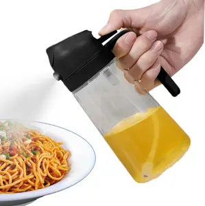 16oz/470ml Olive Oil Sprayer for Cooking, 2 in 1 Olive Oil Dispenser Bottle for Kitchen, Air Fryer, Salad, BBQ & Baking – Dual Spray Mist & Stream, with Measurement Marks, Black