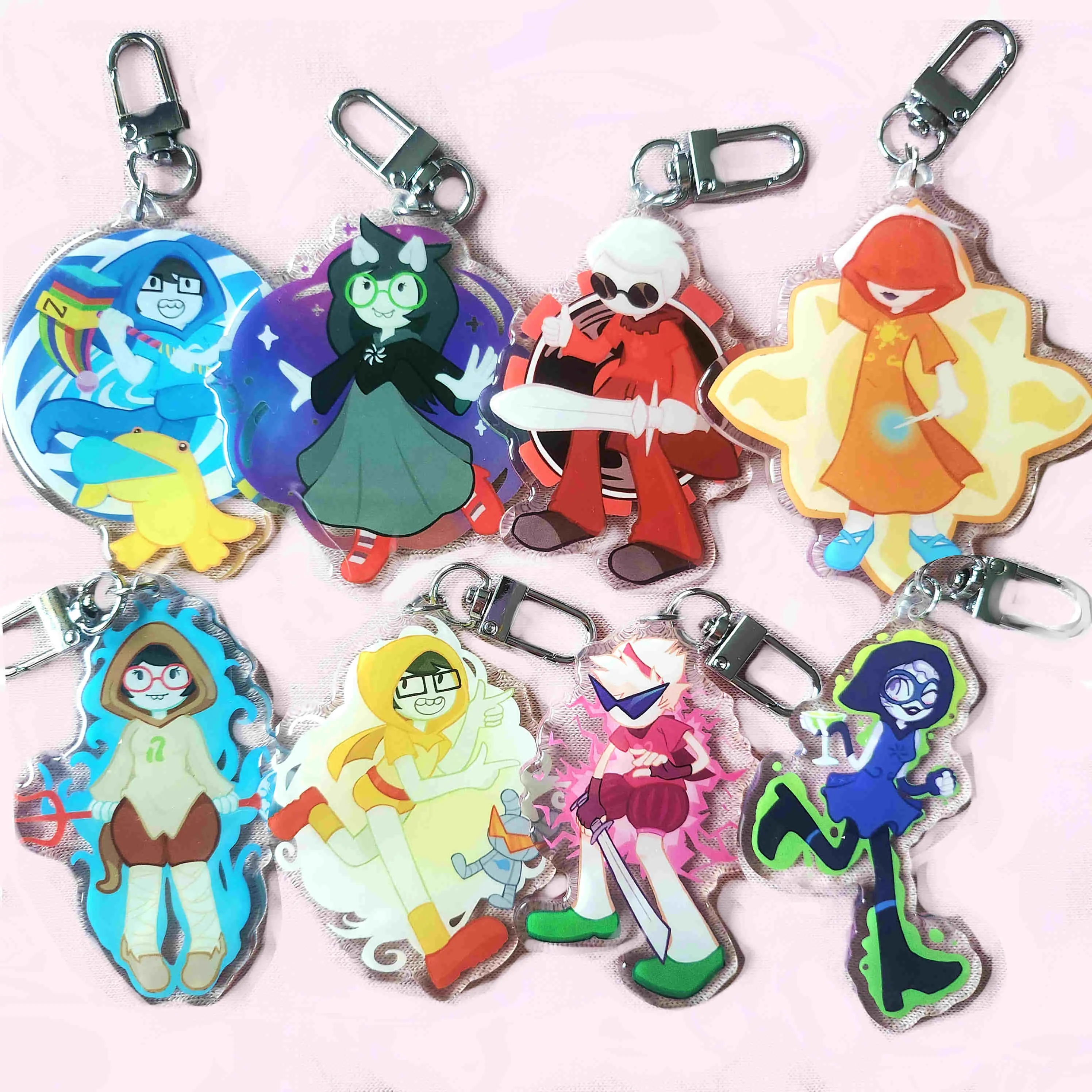 Homestuck Beta and Alpha Kid Keychains - Double Sided with U-Shaped Clasp