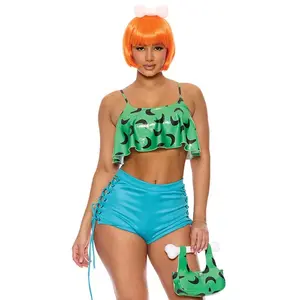 Women's 4 Piece Flirty Bedrock Pebbles Costume