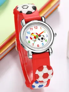 Cute Cartoon Soccer Ball Design Watch, Fashionable Silicone Strap Round Dial Watch for Kids, Trendy All-match & Exquisite Watch for Birthday Gift, Child Watch, Wrist Watch, Wristwatch