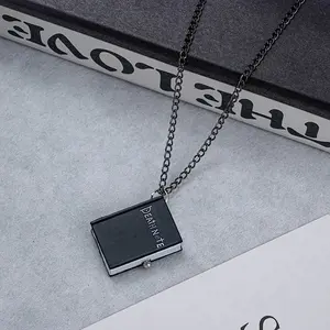 Vintage Bronze Flip Cover Death Note Black Notebook Anime Cartoon Pocket Watch Long Chain Watch for Fans of Anime Cartoons and Death Note