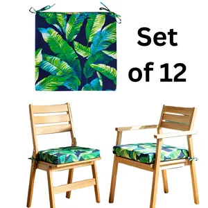 Set of 12 – Blue Palms Square Outdoor Chair Pads – Compatible with IKEA Segeron, Askholmen & Nammaro