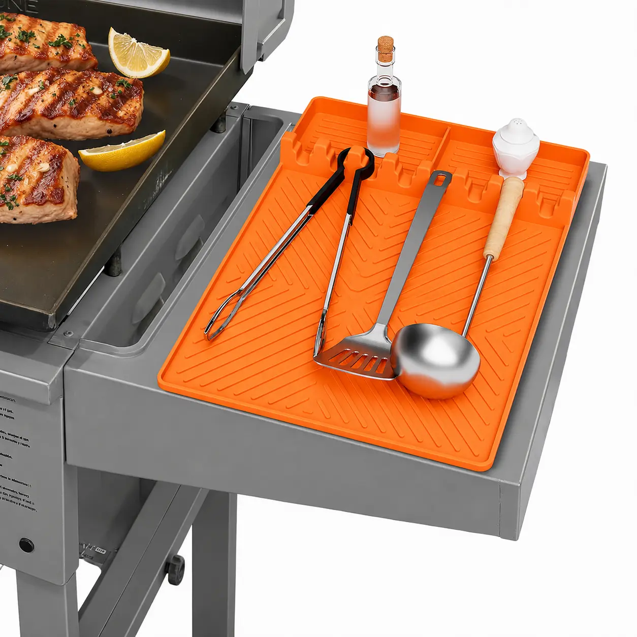 Silicone Griddle Tool Mat - Lightweight, Heat-Resistant, Waterproof, Oil-Proof Grill Utensils Drip Pad, Flat Top Fit Multifunctional Side Shelf Accessory for Indoor Kitchen Countertops & Outdoor Barbecue