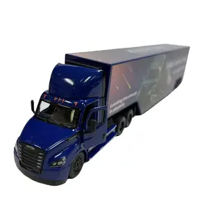 KINSMART 1:62 Scale Diecast Blue Freightliner ECASCADIA with Container Diecast Metal & Plastic Openable Door Pull Back and Go Action Miniature Replica