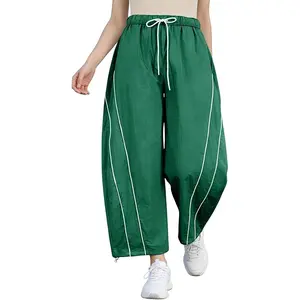 YeeZaa Wide Leg Track Pants for Women Adjustable Drawstring Elastic Waist Cinchable Hem Lightweight Casual Athletic Sweatpants with Pockets for Hiking, Workouts & Street Style