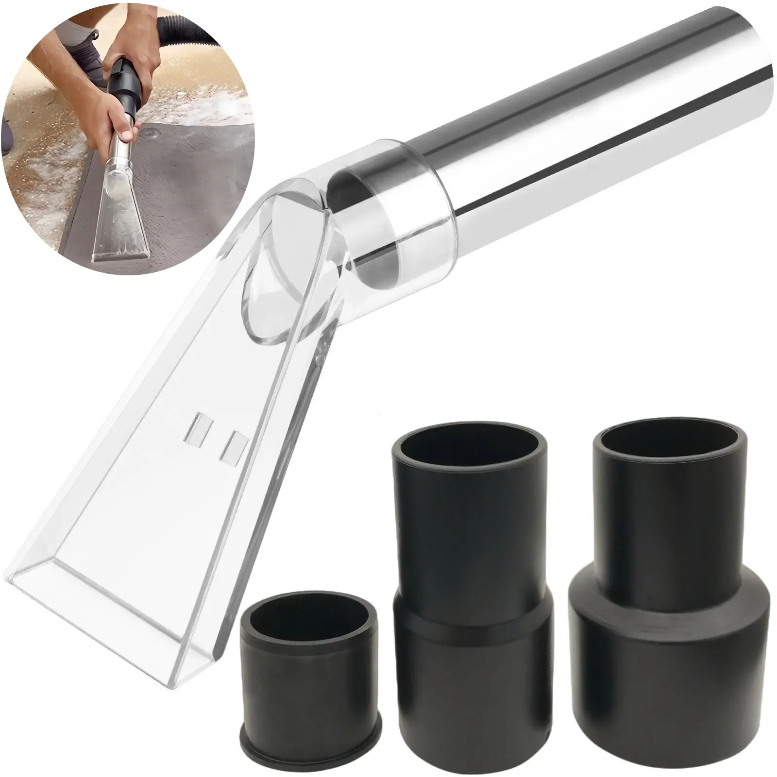 Happy Tree Universal Fit All Shop Vacs with 2-1/2" and 1-7/8" and 1-1/4" Adapters Wet-Dry Extraction Accessory for Upholstery & Carpet Cleaning and Au