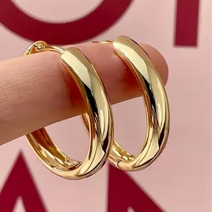 Conch piercin Chunky Gold Tone Hoop Earrings for Women, Polished Thick Huggie Earrings Minimalist Everyday Lightweight Hoop Jewelry Polished Chunky Hoop Earrings Gold Tone Huggie Hoop Earrings Smooth Shiny Hoop Earrings Lightweight Chunky Hoop Earringsg