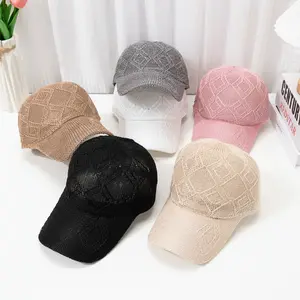 Breathable Crochet Baseball Cap With Diamond Lattice | Elevate Summer Fits With Lightweight, Airy Vibes! Adjustable Fit, Perfect For Hot Weather