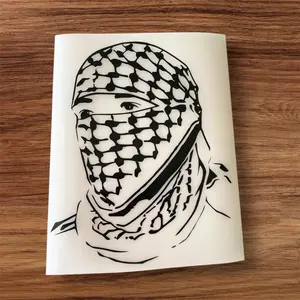 Palestine Women And Men Face Car decal, Kuffiyeh Scarf Car Sticker Self-adhesive vinyl for Window, Metal, Glass & Plastic Surfaces, Single Use {black}