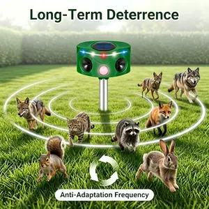 Upgraded Solar Ultrasonic + LED Flash Animal Repeller, Keep Cats Dogs Foxes Squirrels Birds Away for Yard & Farm