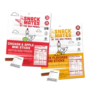 Snack Mates Mini Meat Sticks, Chicken Apple & Chicken Pizza, Gluten Sugar Free High Protein, Mini Paleo Jerky Meat Stick for Kids 2 Pack Bundle (10ct)