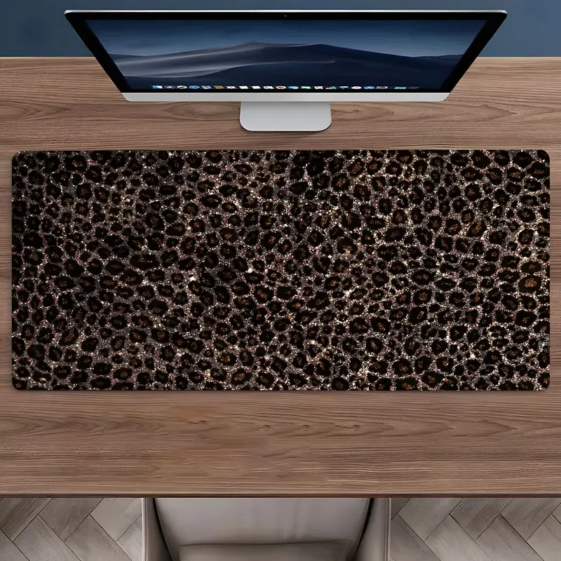 Wild Leopard Print Extra Large Gaming Mouse Pad, Desktop Decoration Pad, Rubber Pad Non-slip Lock Edge Work Pad, Gaming Desk Accessory, Office Desk Accessories, Computer Desk Accessories, Multi-size Mousepad For Laptop, Desktop, Work