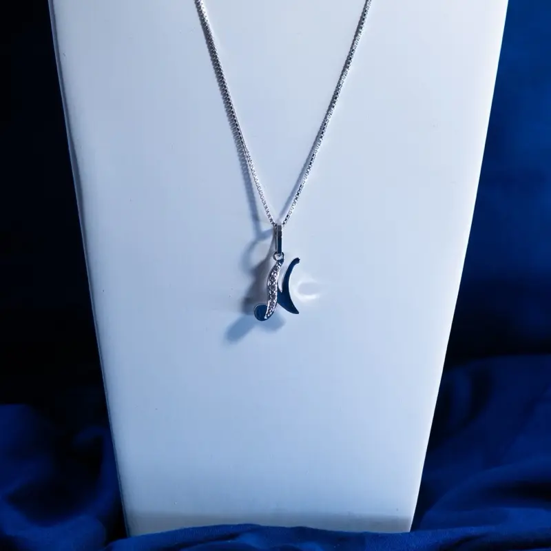 Elegant 925 Silver Letter 'N' Pendant Necklace Unisex