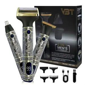 Professional Men's Electric Shaver with LED Display, USB Charging, Cordless Rechargeable Clippers, Trimmer Set, Hair & Beard Trimming, Professional Grooming Kit