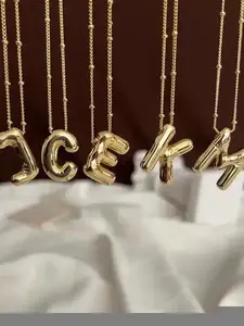 Bubble Letter Pendant Necklace for Women, Casual Initial Design Fashion Jewelry All-Match Birthday Gift