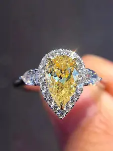 Elegant Water Drop Shaped Rhinestone Decorated Ring, Fashion Engagement Rings, Bridal Engagement Ring, Fashion Accessories for Wedding Party, Engagement Gift for Women & Girls