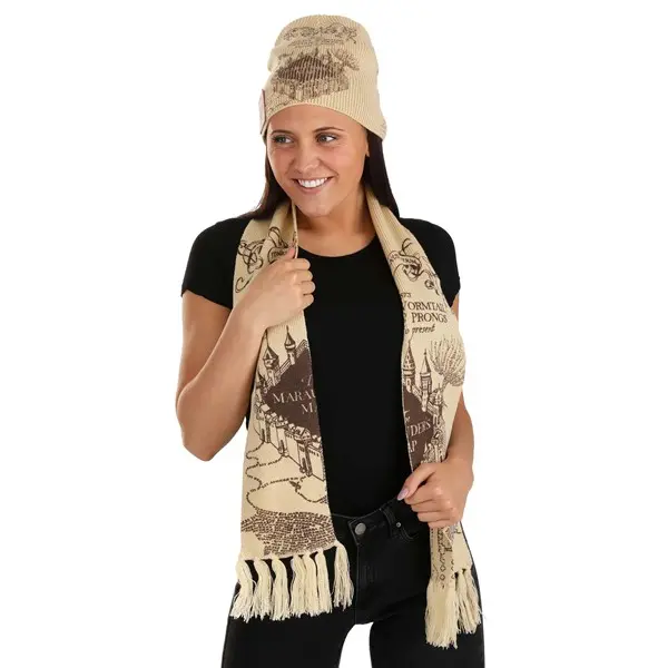 Harry Potter Marauders Map Knit Hat & Scarf