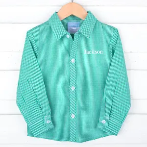 Gingham Button Down Shirt Green