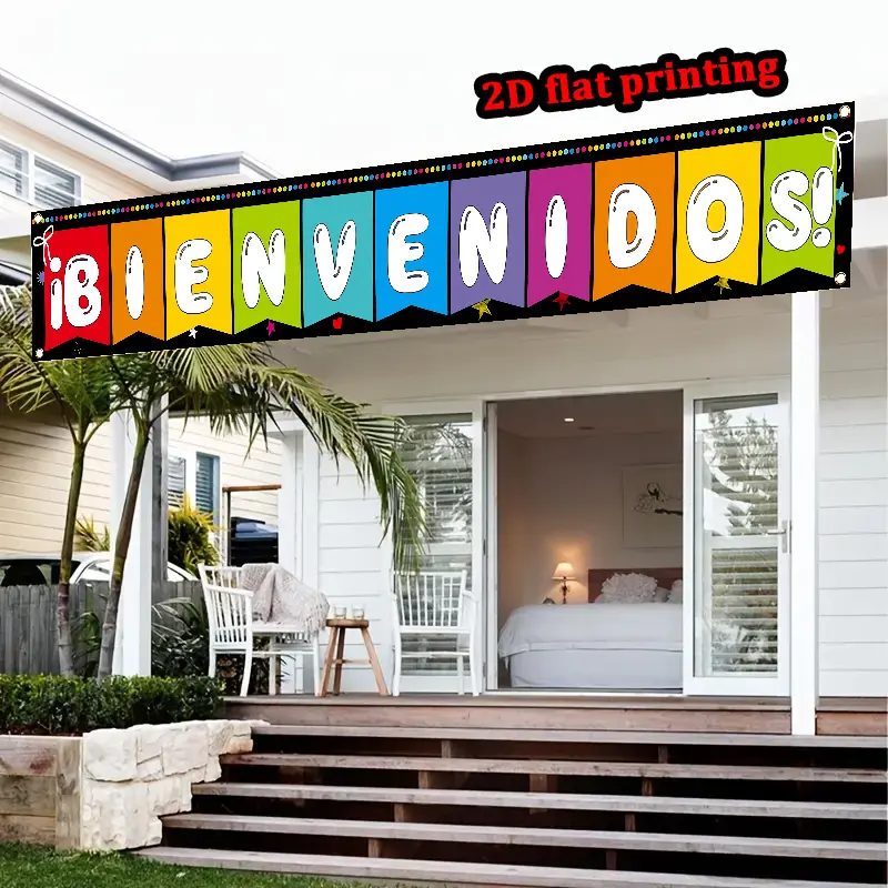 Spanish Welcome Banner Bienvenidos, Soft Color Classroom Poster, Durable Sign for Teachers Home Office Moving Wedding Decor Decor for Weddings