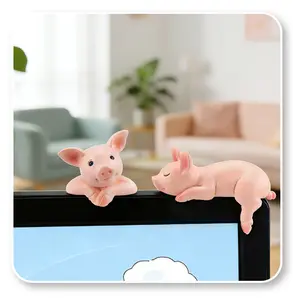 Cartoon pink pig mini decorative ornament, 3Pcs/Set resin switch base ornament, cute pig ornament for decorating bedrooms, living rooms, and study rooms, Christmas gift