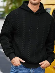 A men's striped drawstring hoodie, regular version of the Sporty casual long-sleeved hooded sweatshirt, suitable for wearing in autumn and, daily men's outfit, men's sweatshirt, Tops