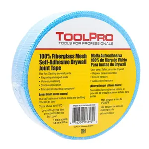 TOOLPRO Self- Adhesive Fiberglass Mesh Drywall Tape for Sealing Drywall Joints. (1, Blue)